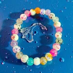 Painted Floral Beaded Bracelet